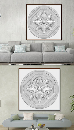 现代石膏花纹立体浮雕抽象装饰画