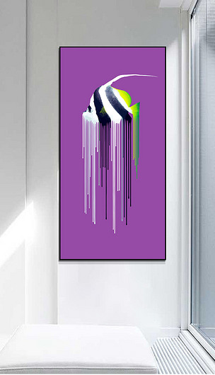 创意热带鱼紫色背景抽象装饰画