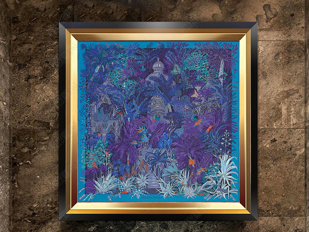 北欧无框画美式客厅装饰画简约油画爱马仕