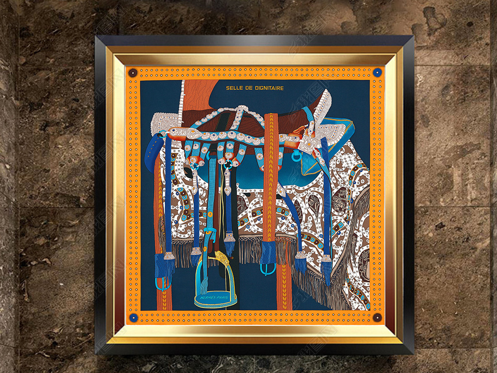 北欧无框画美式客厅装饰画简约油画爱马仕