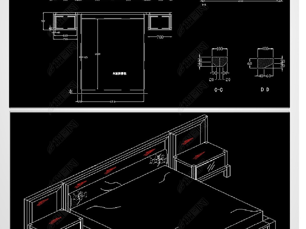 cad实木床设计下载-编号18632016-床图纸-我图网
