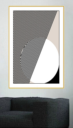 现代简约抽象线条条纹粉色书房装饰画