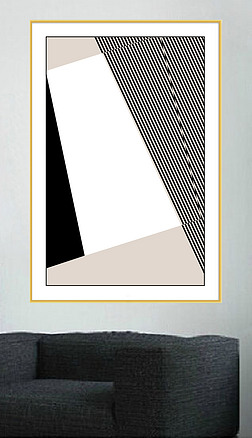 北欧现代简约小清新黑白线条纹客厅装饰画