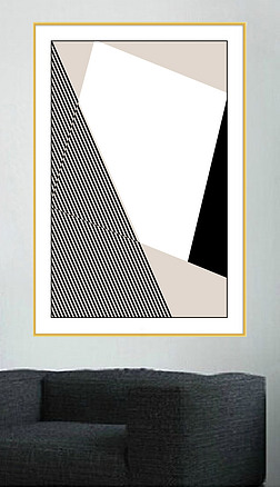 现代简约小清新黑白条纹抽象客厅装饰画