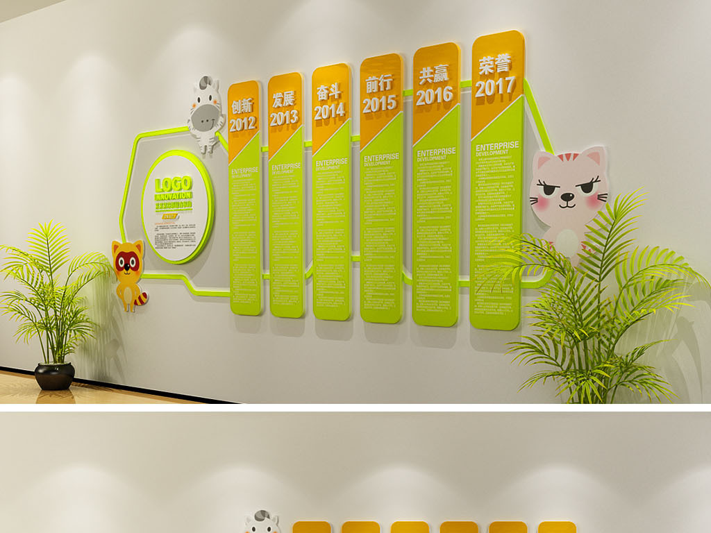 幼儿园幼教培训机构历史发展历程文化墙背景