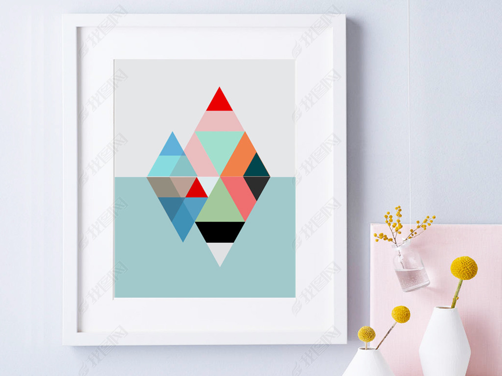抽象几何装饰画北欧小清新现代简约线条圆创意