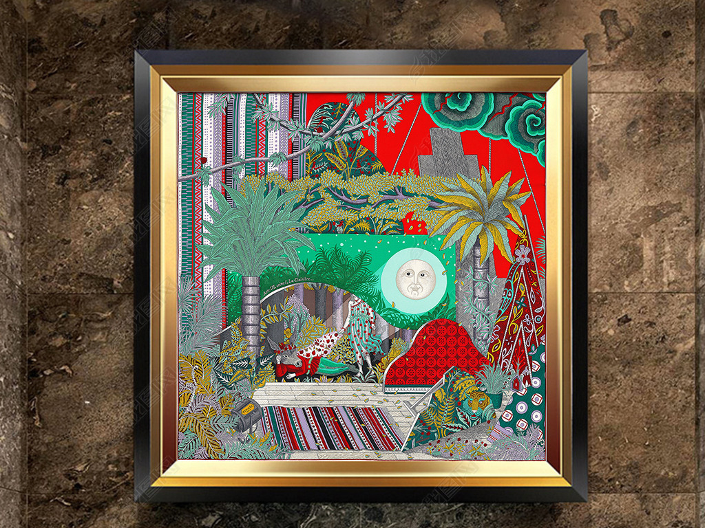 北欧无框画美式客厅装饰画简约油画爱马仕