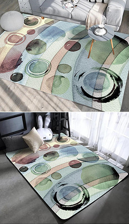 现代儿童房抽象星球卡通地毯装饰画图案