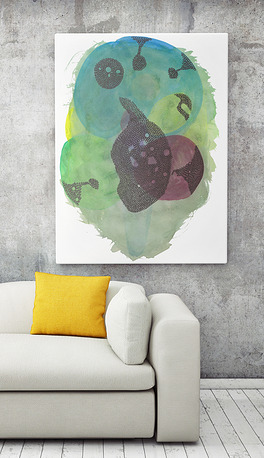 现代简约抽象手绘水彩几何图形装饰画无框画