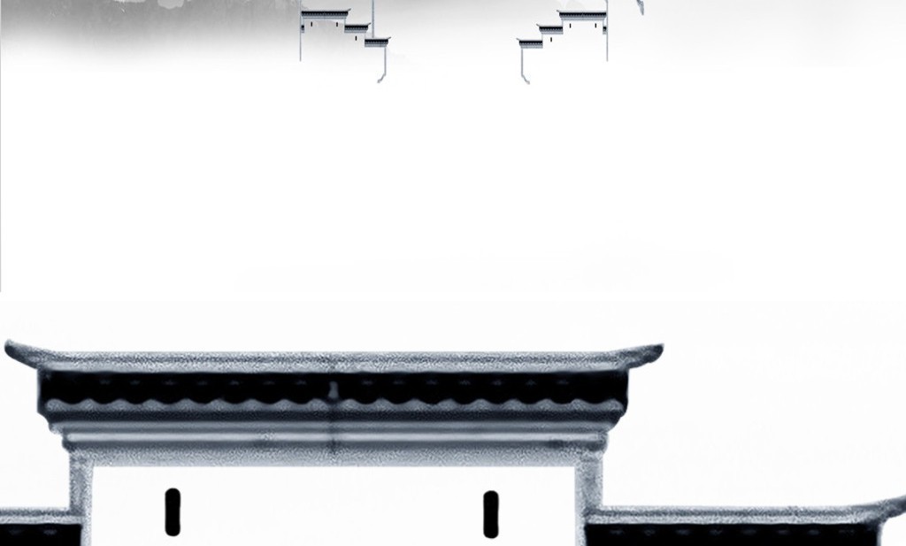 新中式徽派建筑马头墙水墨山水装饰画