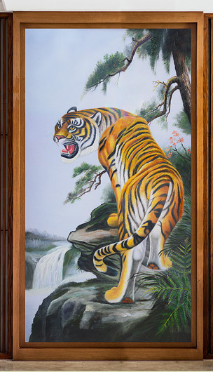 原创新中式斑斓猛虎艺术油画玄关