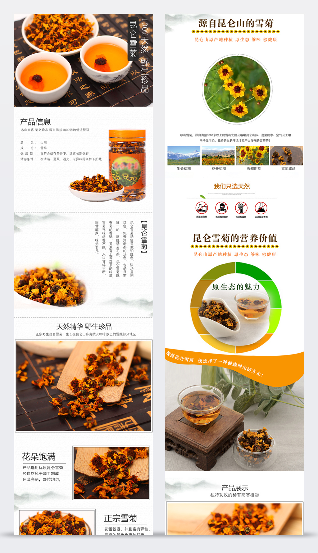 淘宝天猫雪菊花茶详情页细节描述PSD素材模