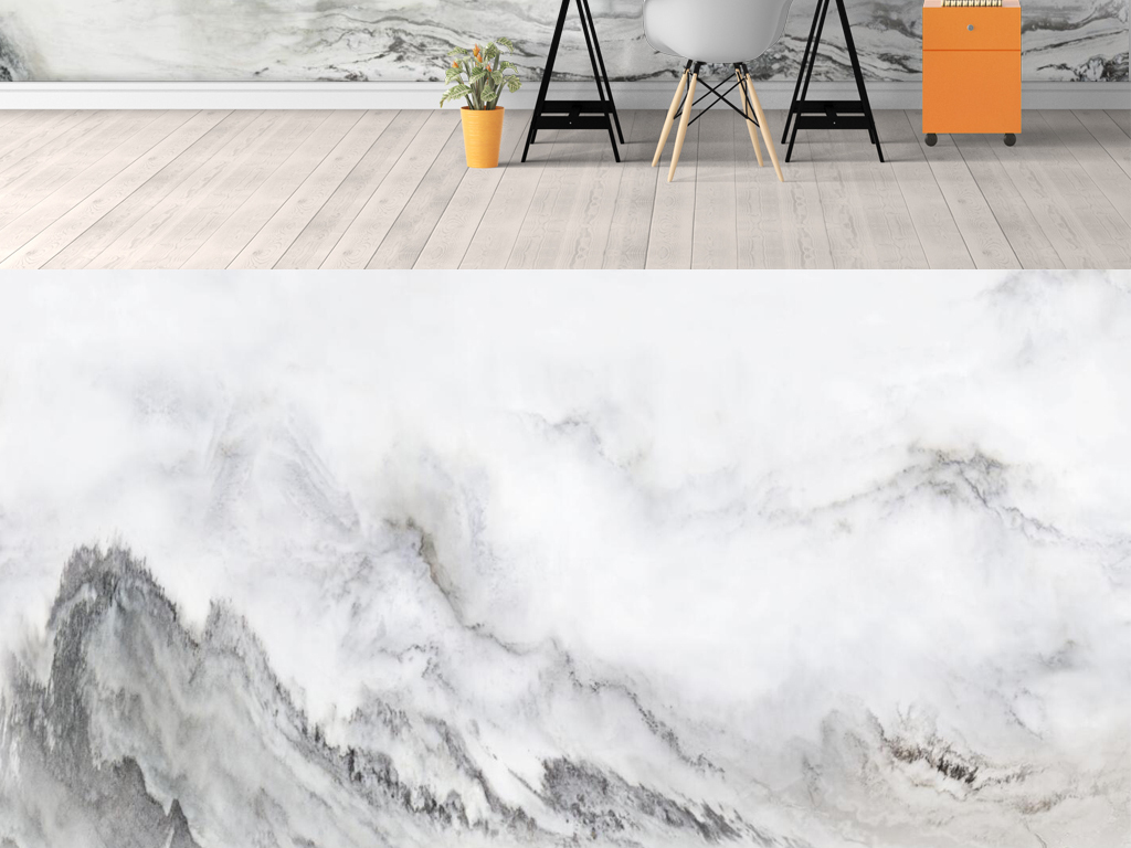 大理石纹中式水墨山水画江山多娇石材背景墙