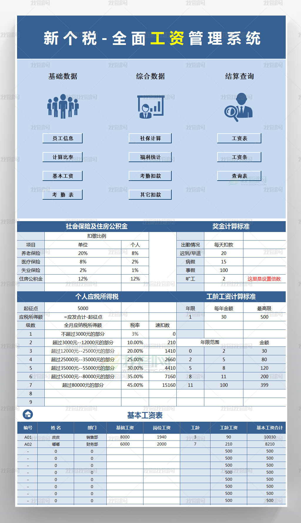 新个税员工工资管理查询系统工资表工资条