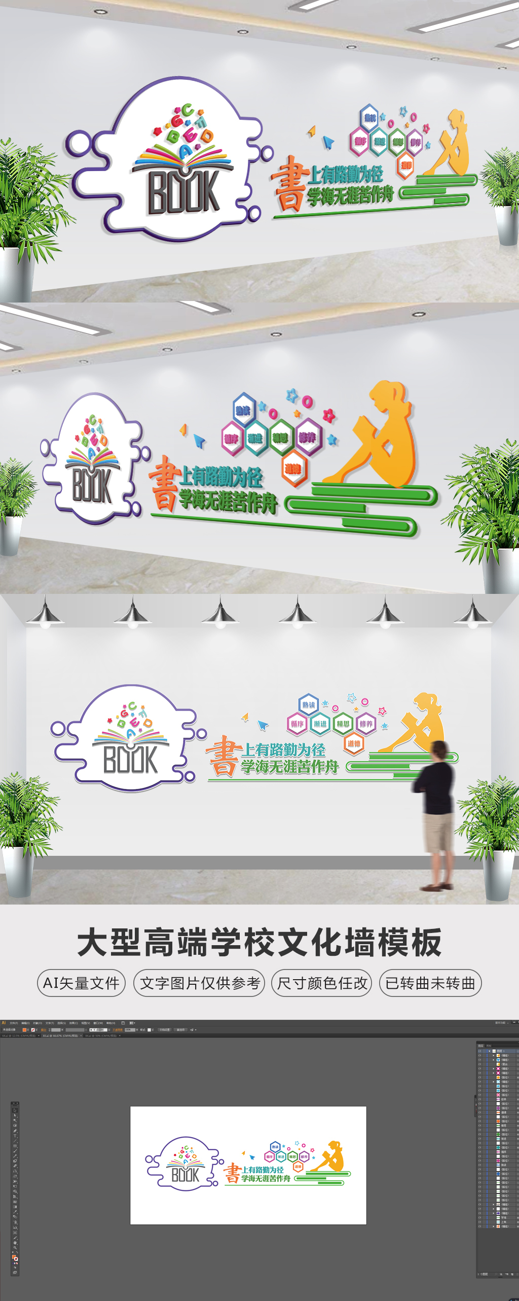 原创校园文化墙设计学校教室文化墙布置-版权可商用