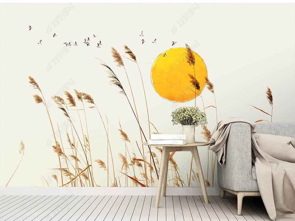 芦苇北欧现代简约电视背景墙装饰画