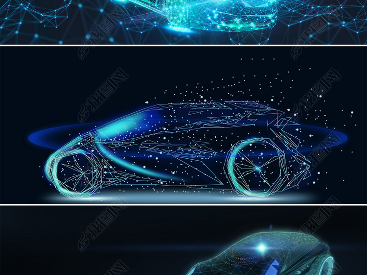 科技汽车点线结构科幻酷炫速度光速海报背景