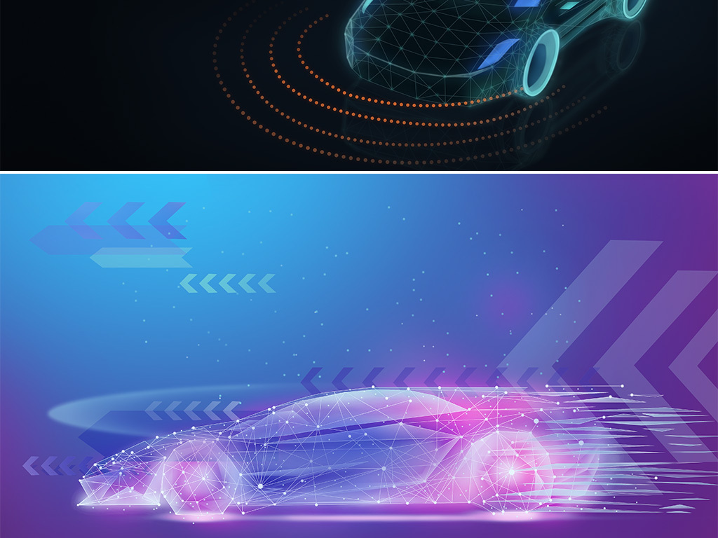 科技汽车点线结构科幻酷炫速度光速海报背景