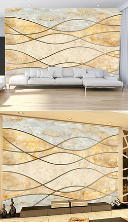 波浪曲线大理石纹客厅电视背景墙装饰画