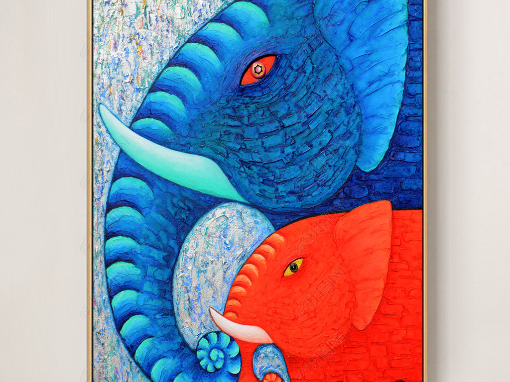 抽象欧式大象装饰画油画