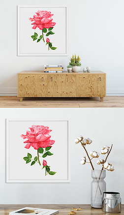 彩绘玫瑰花水彩手绘欧式设计装饰画墙画