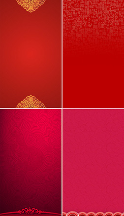 红色中国风底图新年元素合辑|红色中国风底纹祥云古典背景图