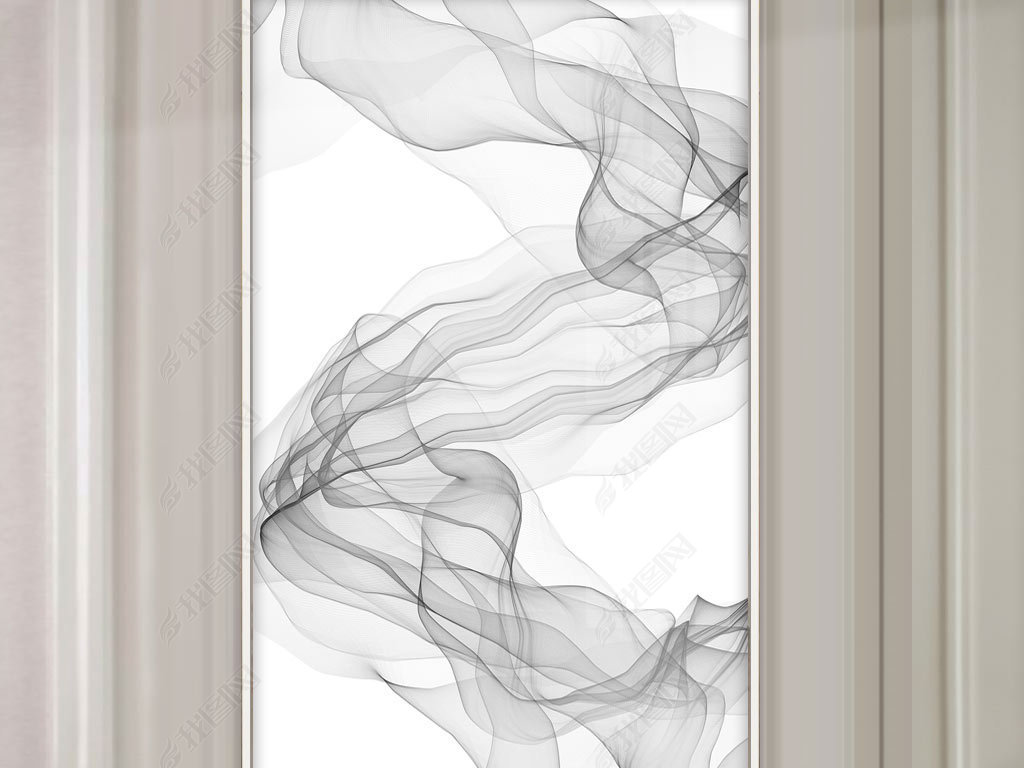 现代简约抽象艺术线条黑白装饰画玄关无框画