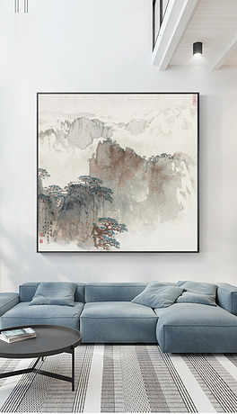 新中式山水画万山晴雪国画无框画装饰画