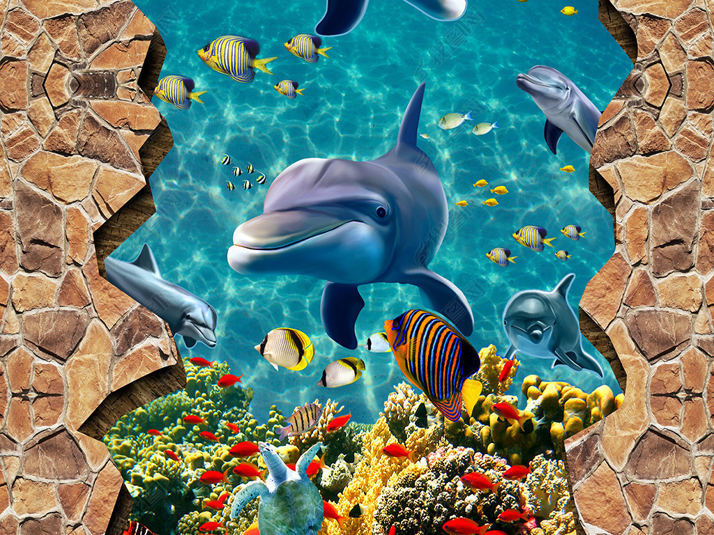 海底世界3d立体地板地画下载-编号18719259-3d海洋世界地板-我图网