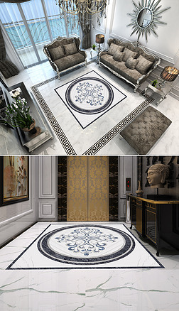 新现代简约抽象大理石水刀拼花