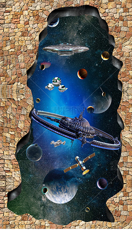 2019版宇宙星空3d立体画地画地毯