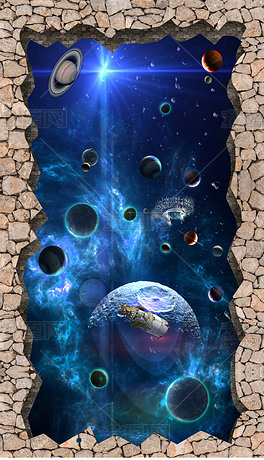 2019版宇宙星空3d立体画地画地毯