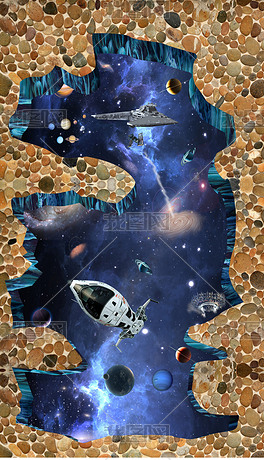 2019版宇宙星空3d立体画地画地毯