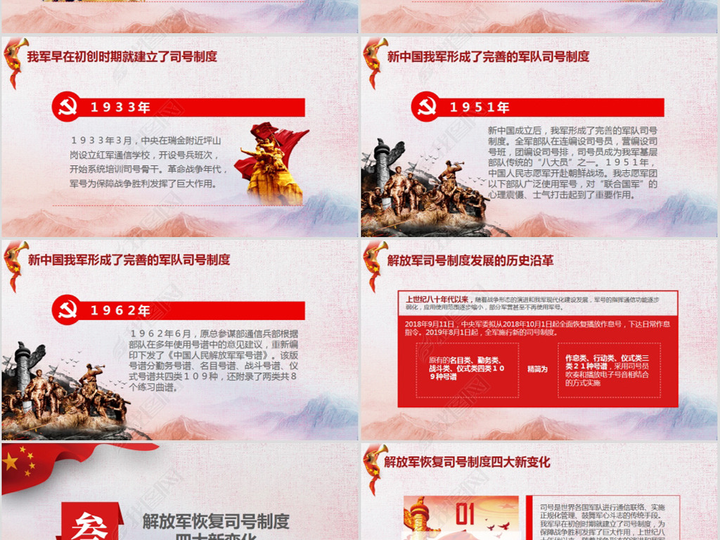 解放军恢复司号制度军队部队军号PPT模板