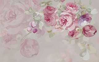 现代简约壁纸蔷薇美式墙布温馨浪漫壁画卧室房间装饰背景墙纸
