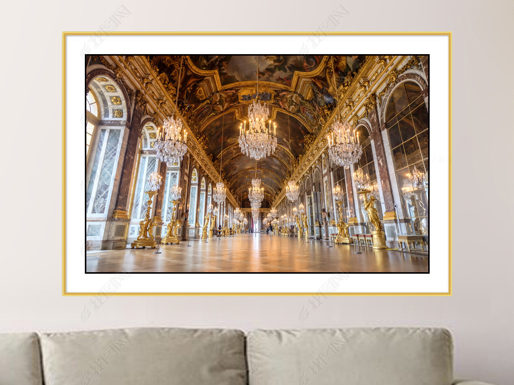 欧式宫殿凡尔赛宫客厅书房装饰画背景墙