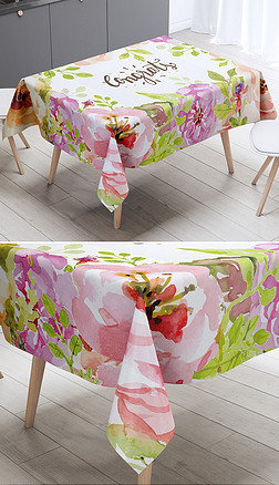 欧式简约小清新水彩花卉叶子桌布台布茶几布