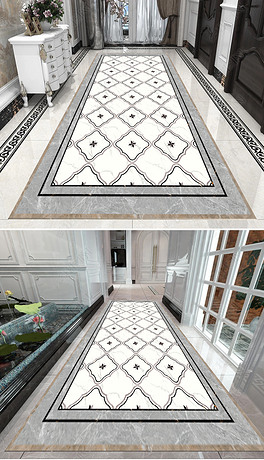 高清新款家装灰色走廊过道水刀拼花