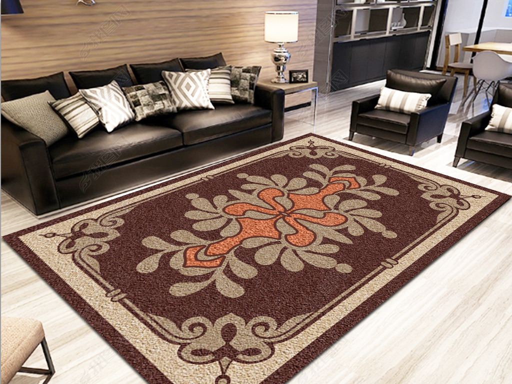 原创北欧地毯欧式拼花地毯复古中式地毯床边毯