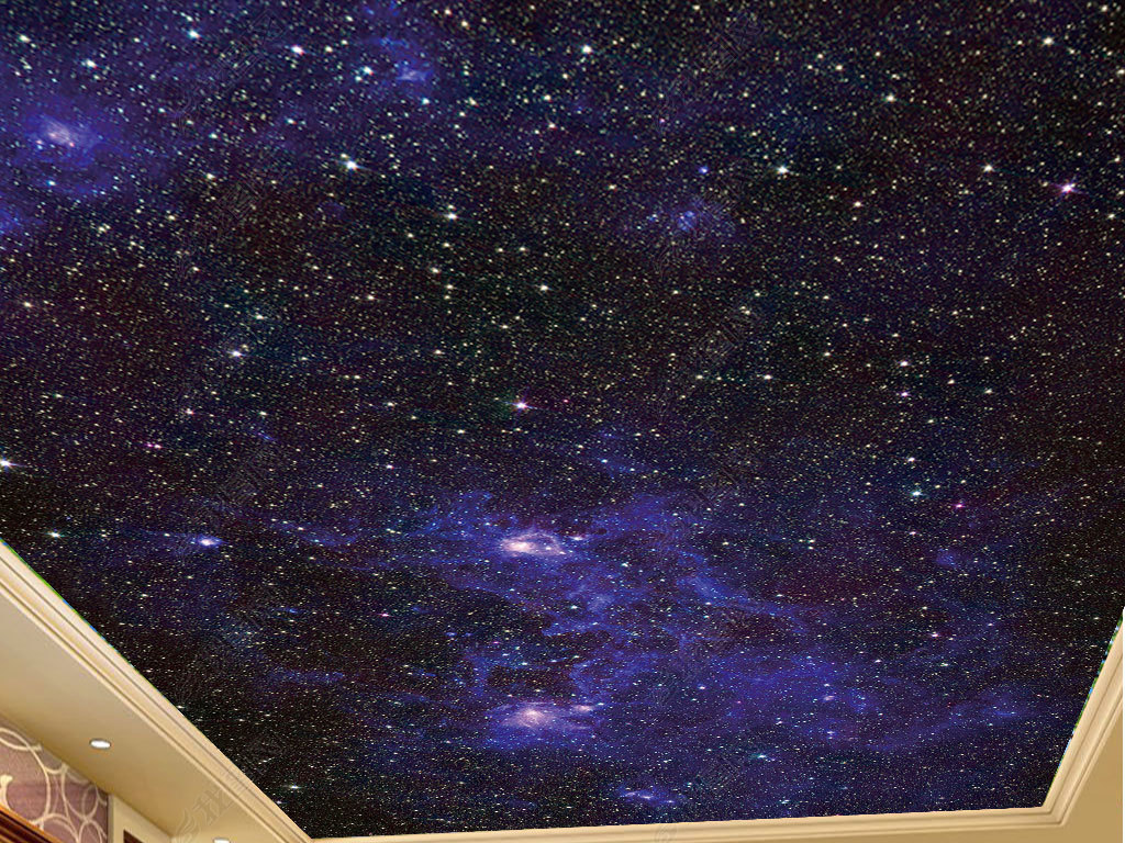 唯美星空吊顶画背景墙