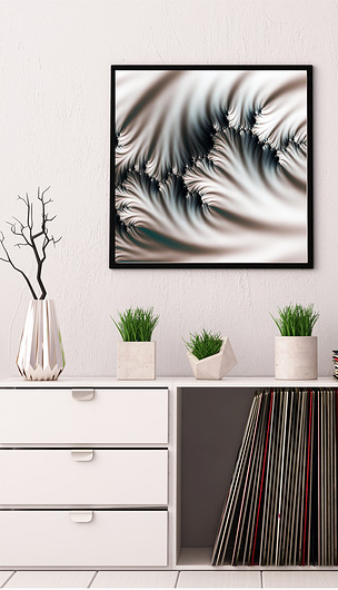 北欧风抽象浮雕花纹装饰无框画