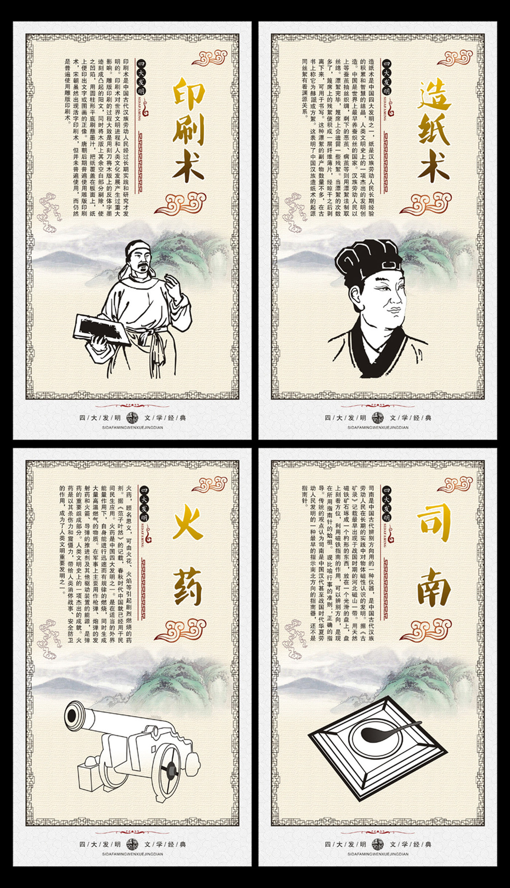 四大发明国学经典校园文化励志挂画