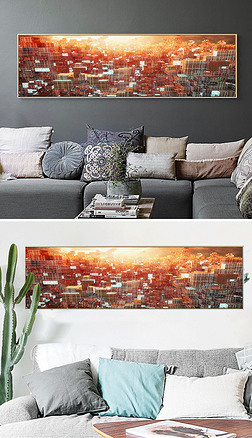 中国城市怎么画装饰画|北欧中国风抽象花朵城市艺术唯美床头无框画