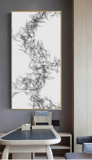 北欧现代简约黑白抽象艺术线条几何装饰画