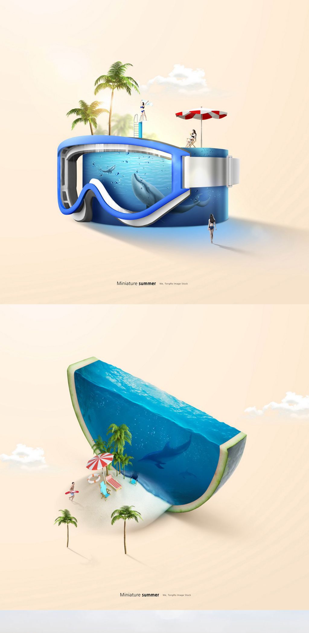 夏季创意海报沙滩海浪夏天浪花人物旅游旅行海报psd素材