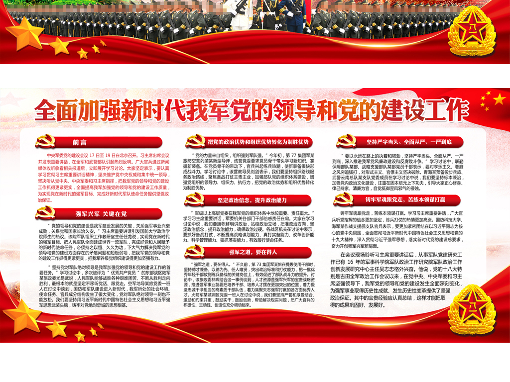 中央军委党的建设会议部队军队展板宣传栏
