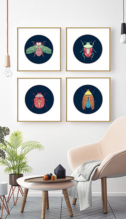 现代昆虫装饰画|新中式现代艺术北欧抽象昆虫客厅玄关装饰画