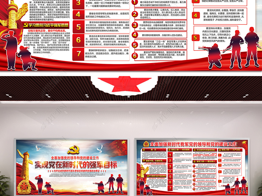 中央军委党的建设会议大气部队军队宣传栏展板
