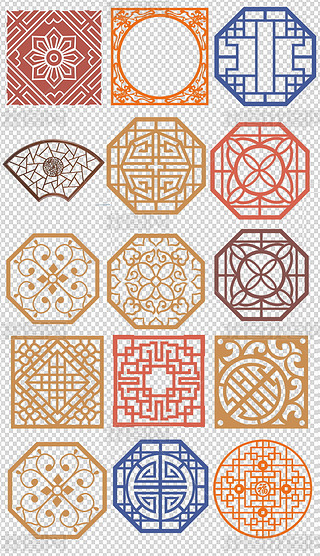 中国风2019新年新中式窗格花窗花格边框png素材