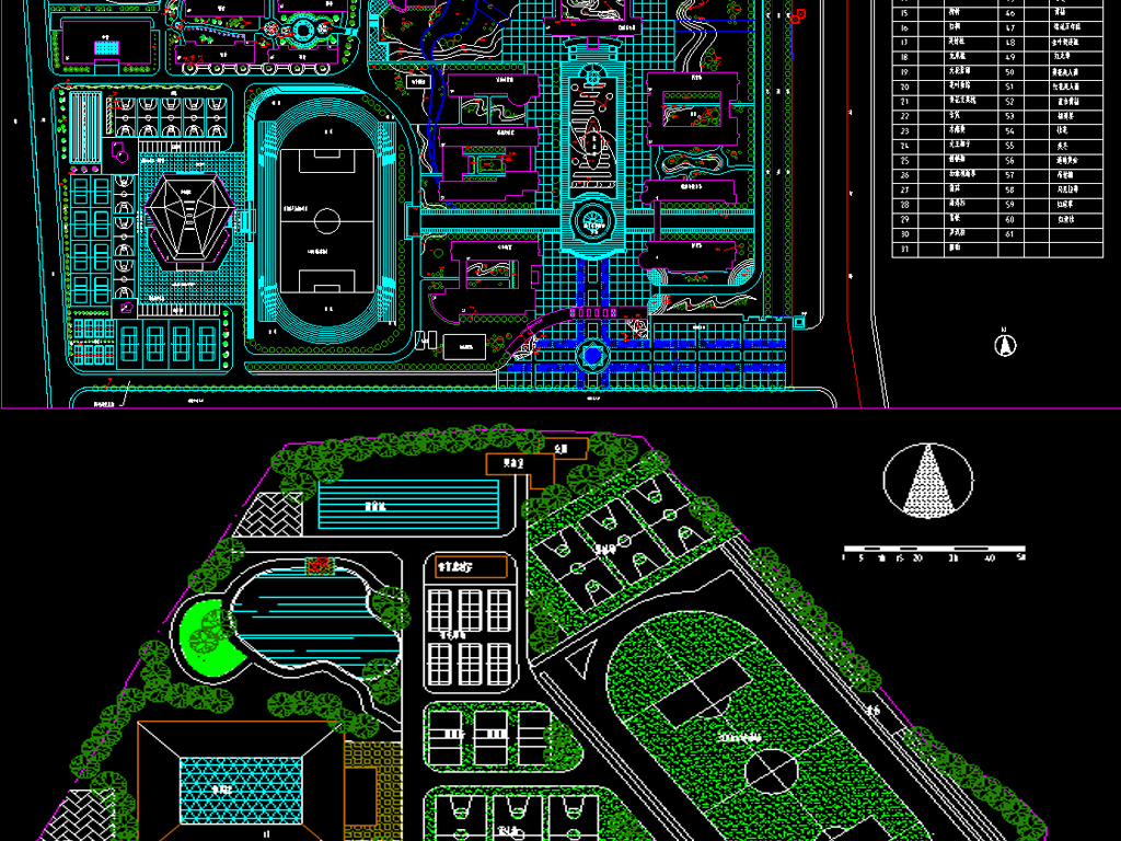 学校园林规划cad总平面图